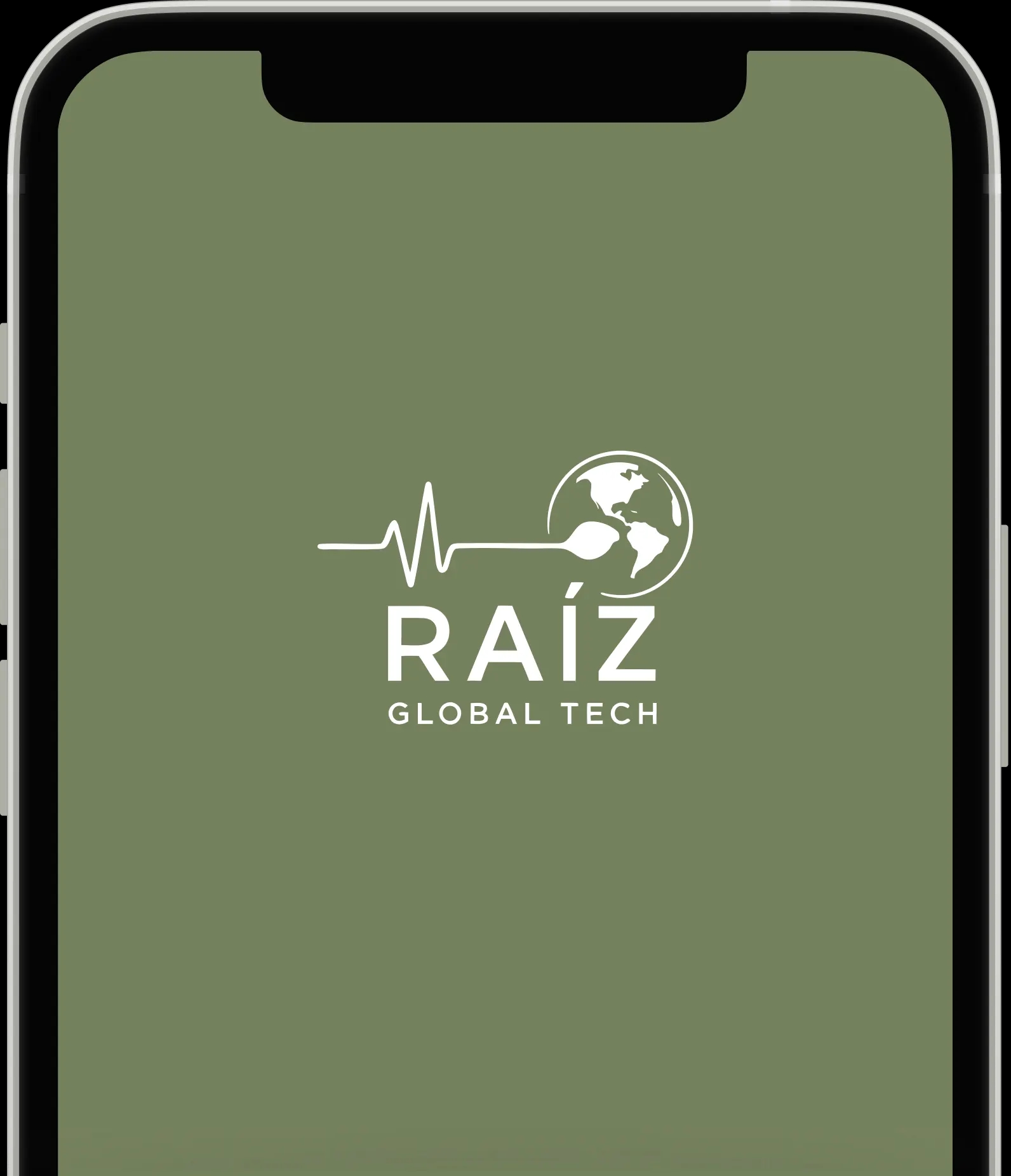 Teléfono con la app Raíz