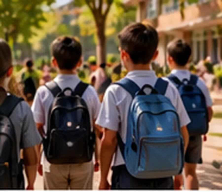 Alumnos de camino al colegio