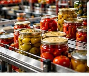 Conservas alimentarias en línea de producción
