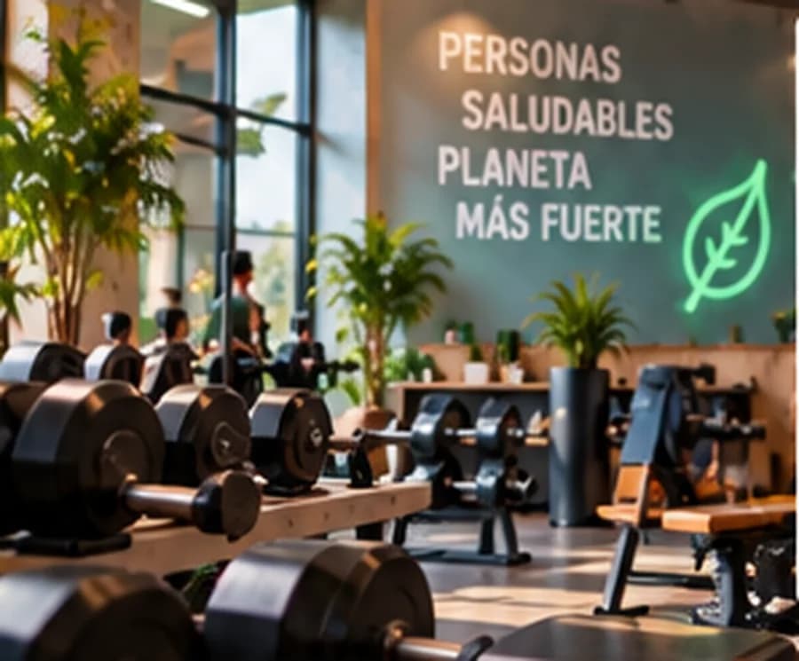 Sala de entrenamiento de un gimnasio sostenible