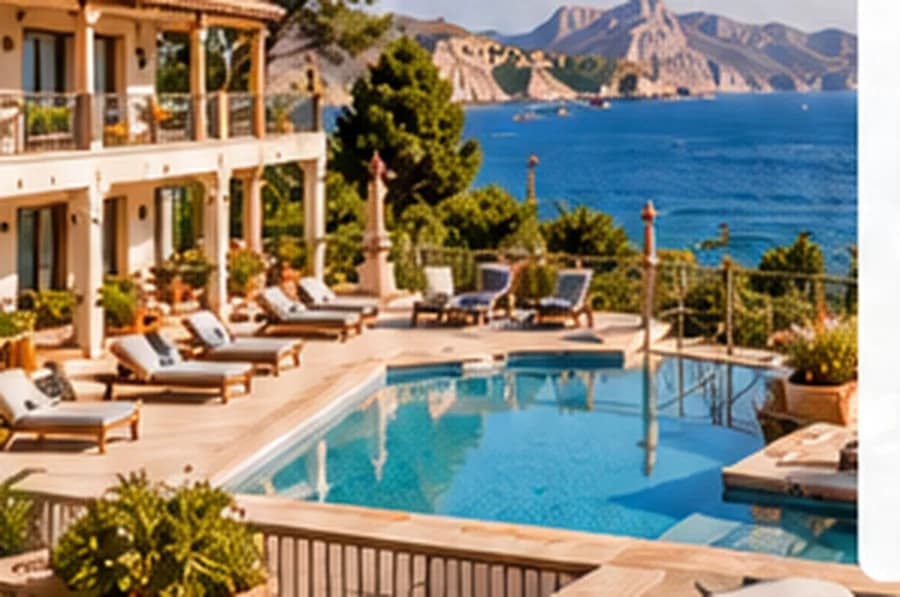 Hotel con piscina y vistas al mar