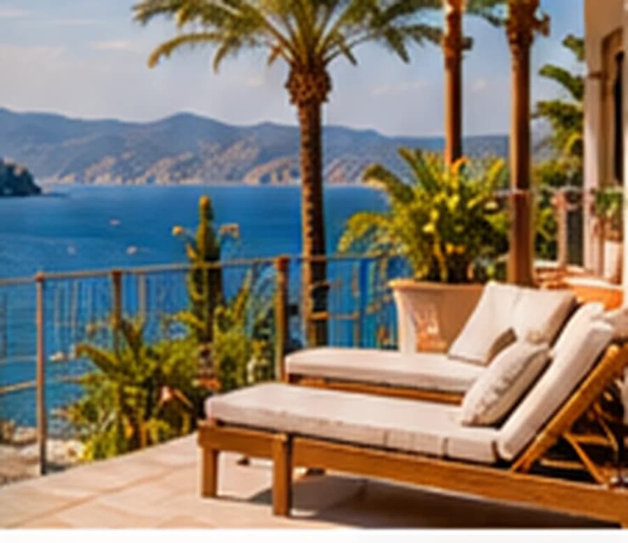 Terraza de hotel con vistas al mar