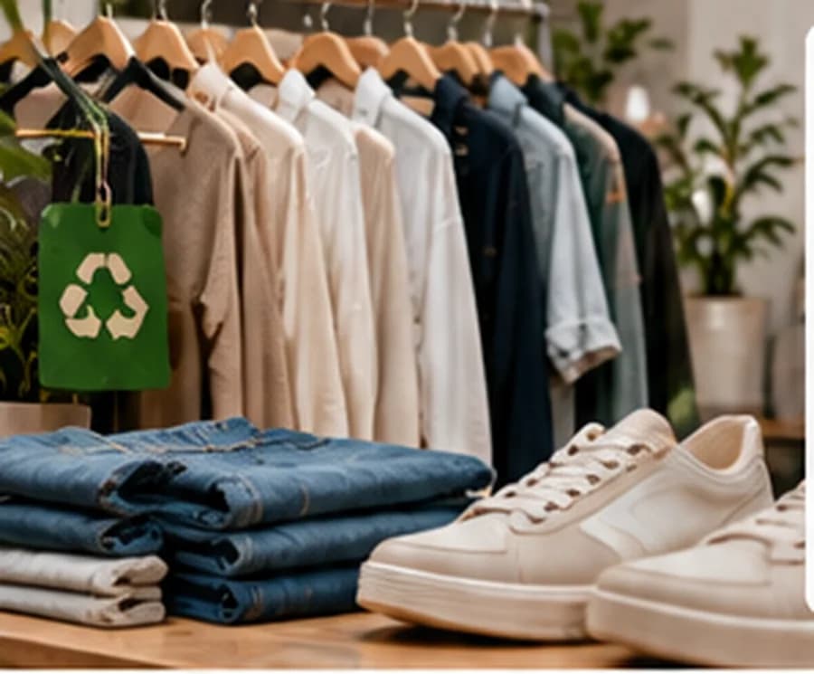 Prendas y calzado sostenible en tienda de moda